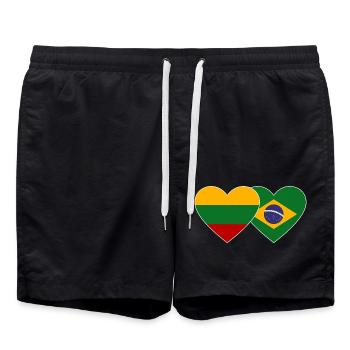 Lithuania Brazil Flag Heart - Swim Trunks - black - Front - AI Model Male 185 light (185cm)