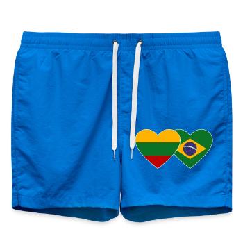 Lithuania Brazil Flag Heart - Swim Trunks - cobalt blue - Front