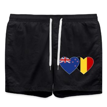 Nouvelle-Zélande Belgique Drapeau Coeur - Short de bain - noir - Devant - AI Model Male 185 light (185cm)