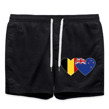 Belgien Neuseeland Flagge Herz - Badeshorts - Schwarz - Vorne - AI Model Male 185 light (185cm)