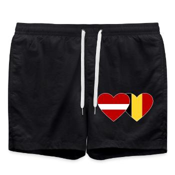 Latvia Belgium Flag Heart - Swim Trunks - black - Front - AI Model Male 185 light (185cm)
