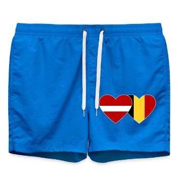 Latvia Belgium Flag Heart - Swim Trunks - cobalt blue - Front