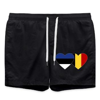 Estonia Belgium Flag Heart - Swim Trunks - black - Front - AI Model Male 185 light (185cm)