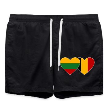 Lituanie Belgique Drapeau Coeur - Short de bain - noir - Devant - AI Model Male 185 light (185cm)