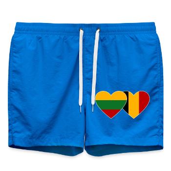 Lithuania Belgium Flag Heart - Swim Trunks - cobalt blue - Front