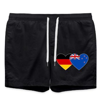 Germany New Zealand Flag Heart - Swim Trunks - black - Front - AI Model Male 185 light (185cm)