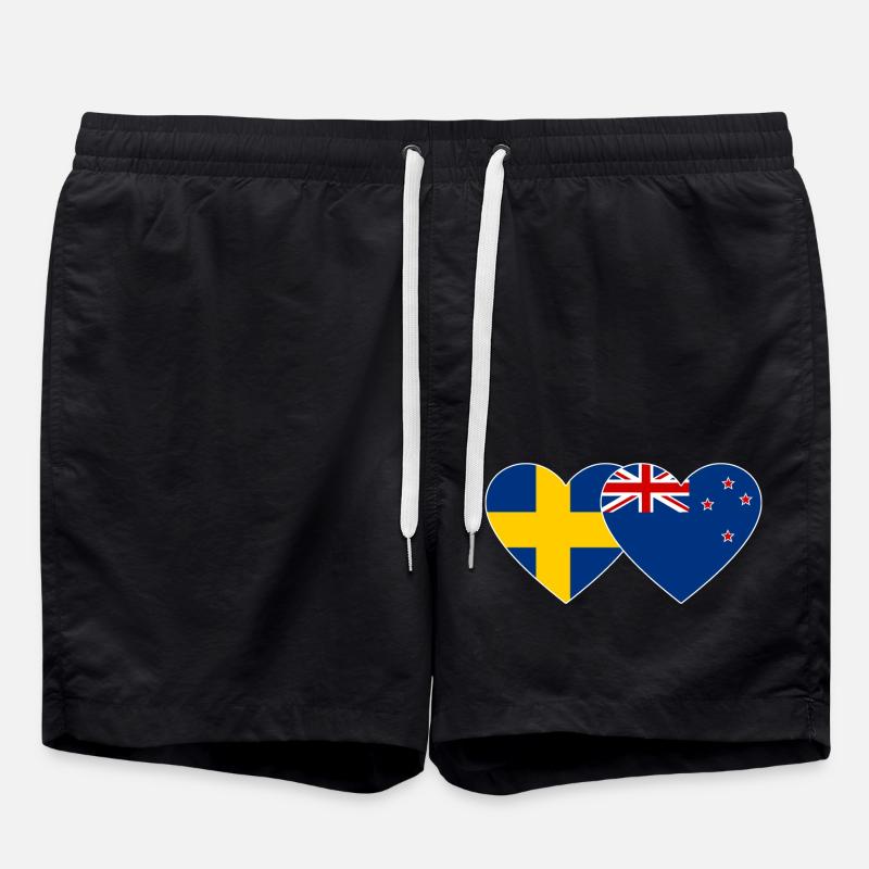 Suède Nouvelle-Zélande Flag Heart - Short de bain - noir