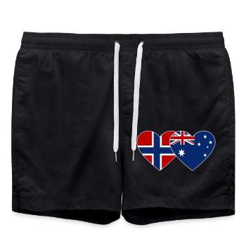 Norway Australia Flag Heart - Swim Trunks - black - Front - AI Model Male 185 light (185cm)