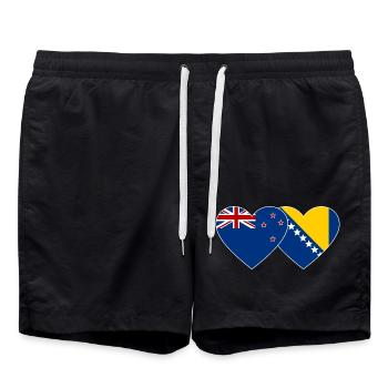 New Zealand Bosnia flag - Swim Trunks - black - Front - AI Model Male 185 light (185cm)