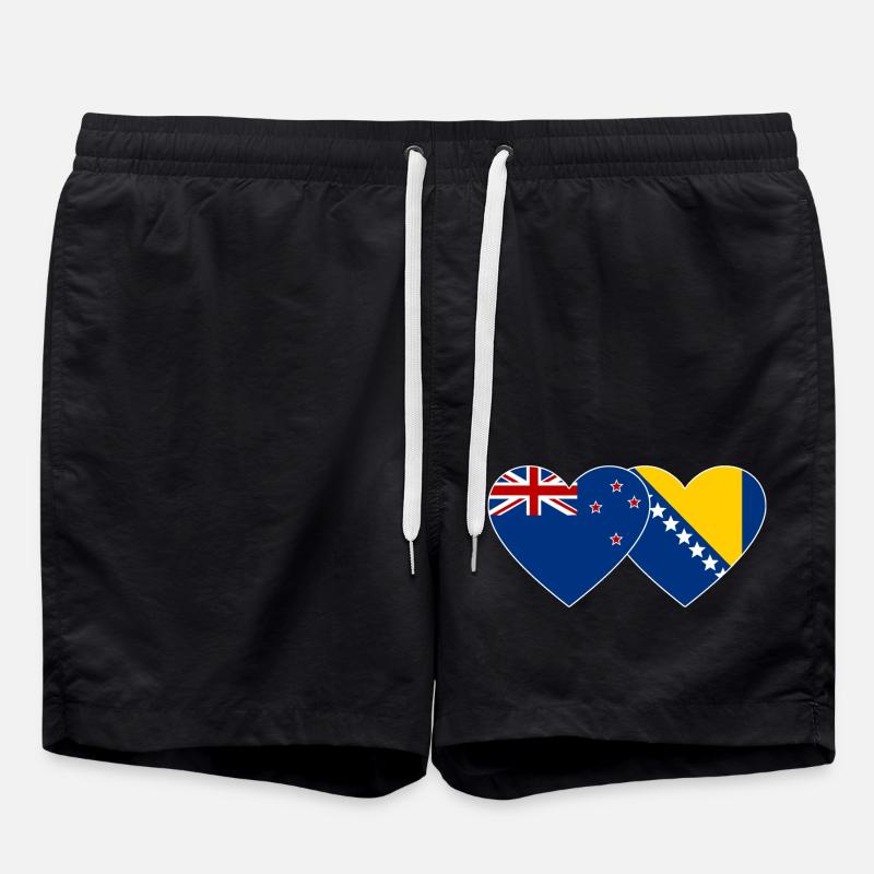 Neuseeland Bosnien Flagge - Badeshorts - Schwarz