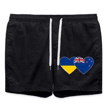 Drapeau de l’Ukraine Nouvelle-Zélande Cœur - Short de bain - noir - Devant - AI Model Male 185 light (185cm)