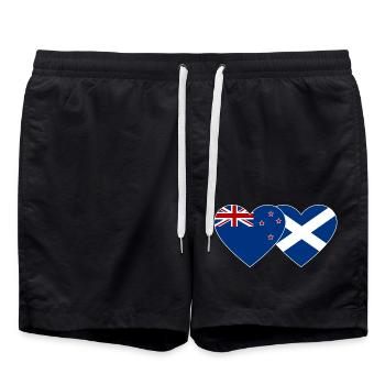 Nouvelle-Zélande Écosse Flag Heart - Short de bain - noir - Devant - AI Model Male 185 light (185cm)