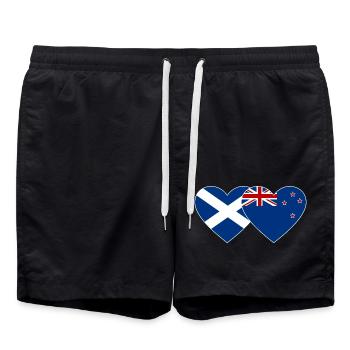 Écosse Nouvelle-Zélande Flag Heart - Short de bain - noir - Devant - AI Model Male 185 light (185cm)