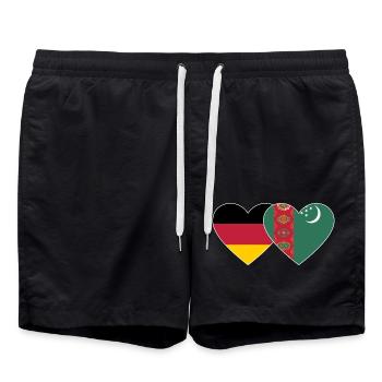Allemagne Turkménistan Drapeau Coeur - Short de bain - noir - Devant - AI Model Male 185 light (185cm)