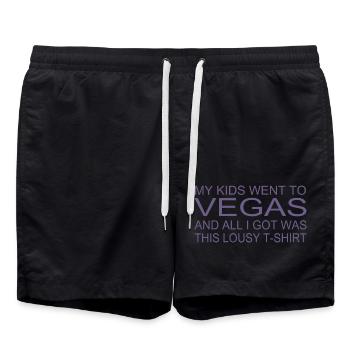 Souvenir Shirt - "My Kids Were in Vegas" - Swim Trunks - black - Front - AI Model Male 185 light (185cm)