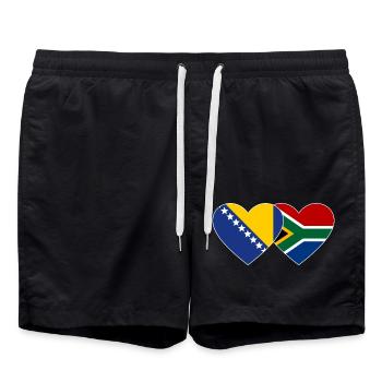 Bosnie Afrique du Sud Drapeau Coeur - Short de bain - noir - Devant - AI Model Male 185 light (185cm)