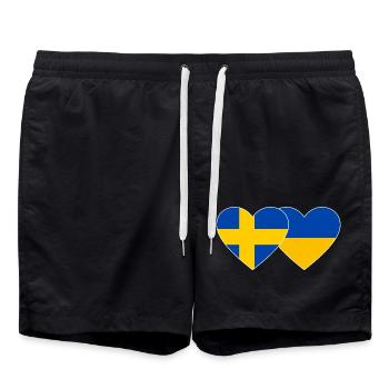 Suède Ukraine drapeau coeur - Short de bain - noir - Devant - AI Model Male 185 light (185cm)