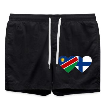Namibia Finland Flag Heart - Swim Trunks - black - Front - AI Model Male 185 light (185cm)