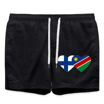 Finlande Namibie Flag Heart - Short de bain - noir - Devant - AI Model Male 185 light (185cm)