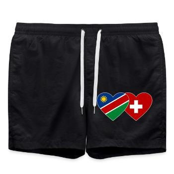 Namibia Switzerland Flag Heart - Swim Trunks - black - Front - AI Model Male 185 light (185cm)