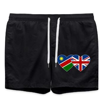 Namibia Great Britain Flag Heart - Swim Trunks - black - Front - AI Model Male 185 light (185cm)