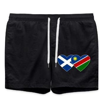Schottland Namibia Flagge Herz - Badeshorts - Schwarz - Vorne - AI Model Male 185 light (185cm)