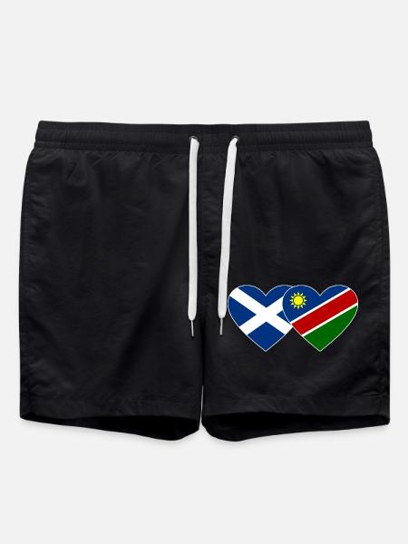Scotland Namibia Flag Heart - Swim Trunks - black