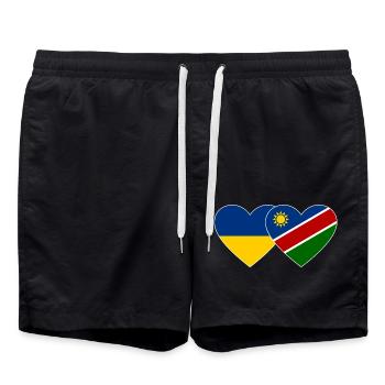 Ukraine Namibie Flag Heart - Short de bain - noir - Devant - AI Model Male 185 light (185cm)