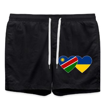 Namibia Ukraine Flag Heart - Swim Trunks - black - Front - AI Model Male 185 light (185cm)