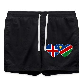 Iceland Namibia Flag Heart - Swim Trunks - black - Front - AI Model Male 185 light (185cm)