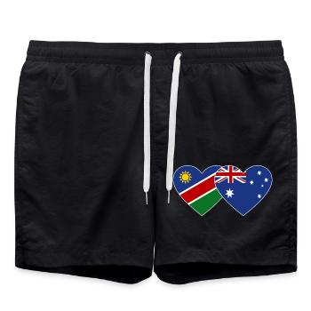 Tunisia Australia Flag Heart - Swim Trunks - black - Front - AI Model Male 185 light (185cm)