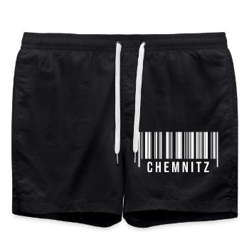 Erzgebirge Strichcode Chemnitz - Badeshorts - Schwarz - Vorne - AI Model Male 185 light (185cm)