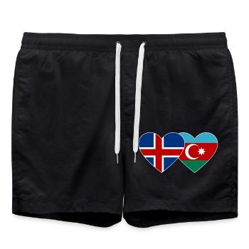 Iceland Azerbaijan Flag Heart - Swim Trunks - black - Front - AI Model Male 185 light (185cm)