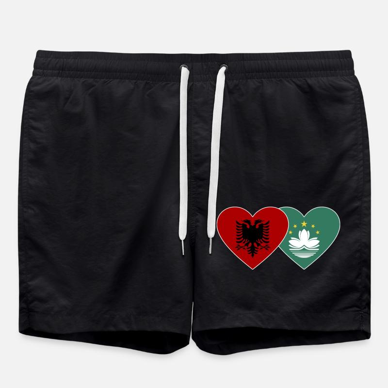 Albanie Macao Flag Heart - Short de bain - noir