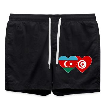 Azerbaïdjanais Tunisie Flag Coeur - Short de bain - noir - Devant - AI Model Male 185 light (185cm)