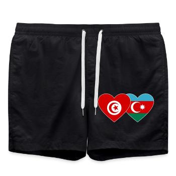Tunisie Azerbaïdjanais Flag Coeur - Short de bain - noir - Devant - AI Model Male 185 light (185cm)