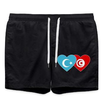 Les Ouïghours du drapeau tunisien cœur - Short de bain - noir - Devant - AI Model Male 185 light (185cm)