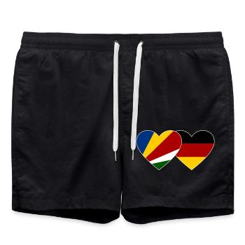 Seychellen Deutschland Flagge Herz - Badeshorts - Schwarz - Vorne - AI Model Male 185 light (185cm)