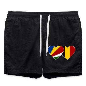 Seychellen Belgien Flagge Herz - Badeshorts - Schwarz - Vorne - AI Model Male 185 light (185cm)