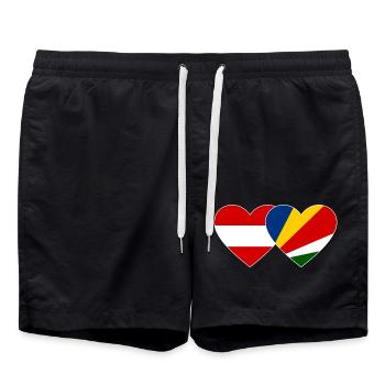 Österreich Seychellen Flagge Herz - Badeshorts - Schwarz - Vorne - AI Model Male 185 light (185cm)
