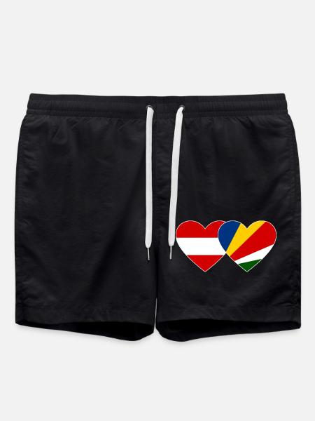 Austria Seychelles Flag Heart - Swim Trunks - black