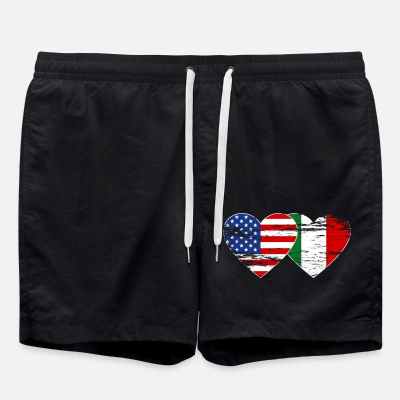 États-Unis Italie drapeau coeur utilisé - Short de bain - noir