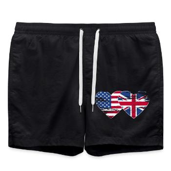 USA Britische Flagge Faust Flagge Herz used - Badeshorts - Schwarz - Vorne - AI Model Male 185 light (185cm)