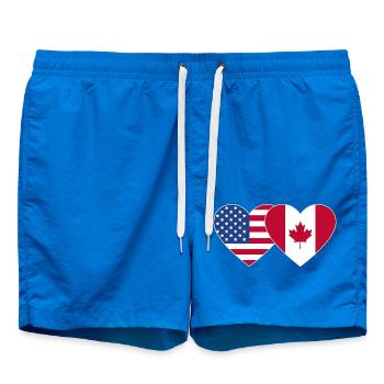 USA Canada Flag Heart - Swim Trunks - cobalt blue - Front