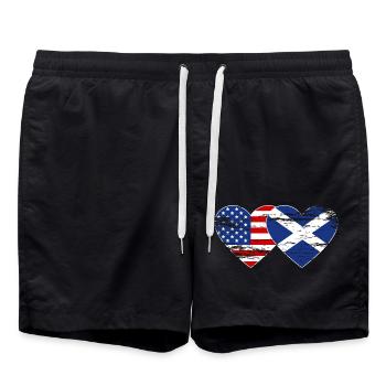Cœur de drapeau des États-Unis d’Écosse utilisé - Short de bain - noir - Devant - AI Model Male 185 light (185cm)