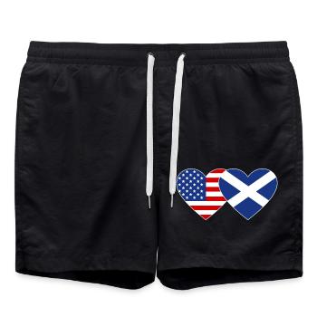USA Scotland Flag Heart - Swim Trunks - black - Front - AI Model Male 185 light (185cm)