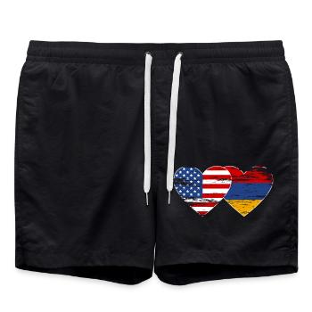 Cœur de drapeau de l’Arménie utilisé - Short de bain - noir - Devant - AI Model Male 185 light (185cm)