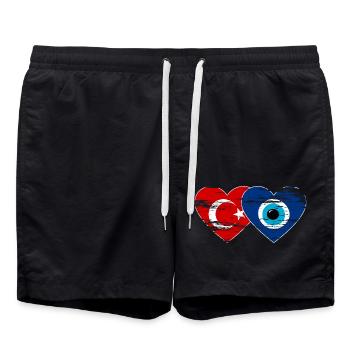 Türkei Nazarperle Herz used - Badeshorts - Schwarz - Vorne - AI Model Male 185 light (185cm)
