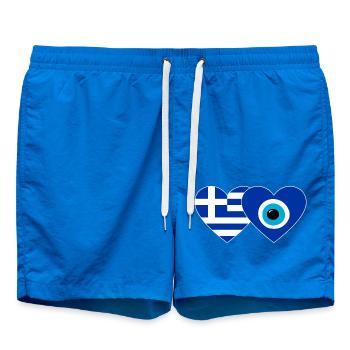 Greece Nazar Bead Flag Heart - Swim Trunks - cobalt blue - Front