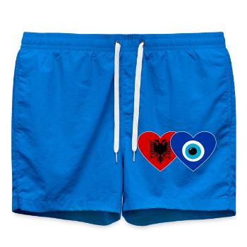 Albania Nazar Pearl Flag Heart - Swim Trunks - cobalt blue - Front